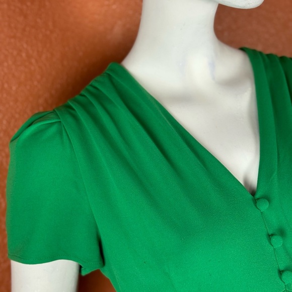 DKNY Women's Bubble-Sleeve Scuba-Crepe Midi Green Dress Size 10. C14 - Picture 12 of 17